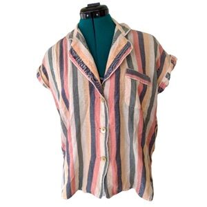 Madewell Cabana Resort Wear Vacation Multicolored Striped Collared Shirt Sz XS